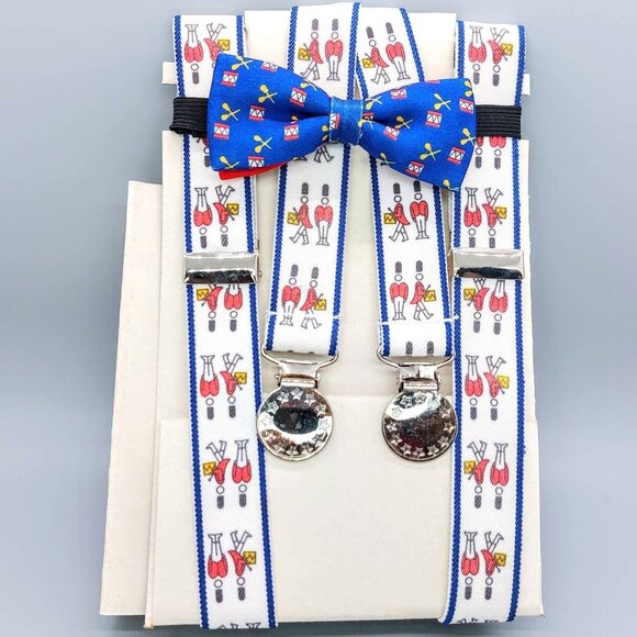 Vintage Drummer Boy Gift Set Bow Tie & Suspenders Christmas NIB 1985 Avon Rare - Picture 1 of 6